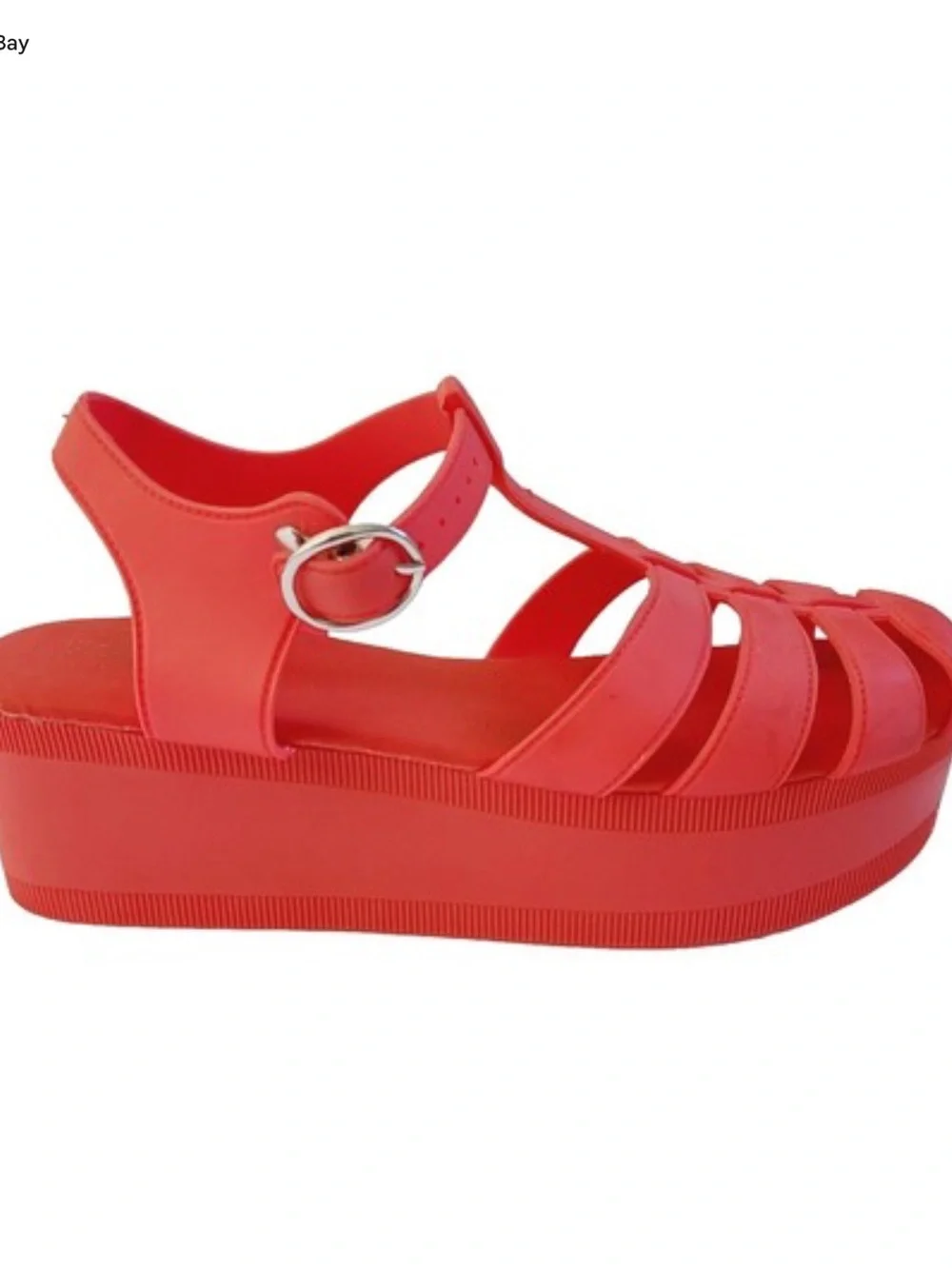 Jeffrey Campbell Platform Fishermen Jelly Sandal Red Size 6